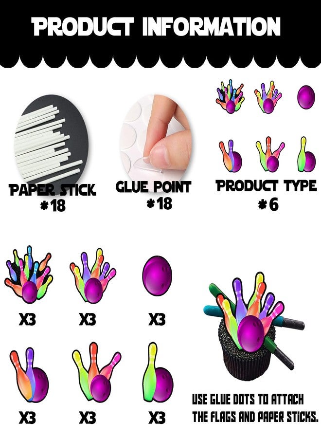 LETLIMIT 18pcs Colorful Glitter Bowling Ball Dessert Cupcake Topper Bowling Sport Theme Decor Supplies Boys Girls Happy Birthday Party Decorations - Image 4